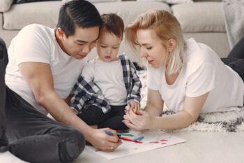 Family drawing together